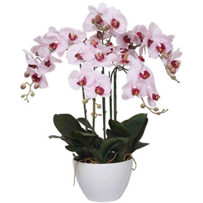 artificial orchid - potted faux pink orchid