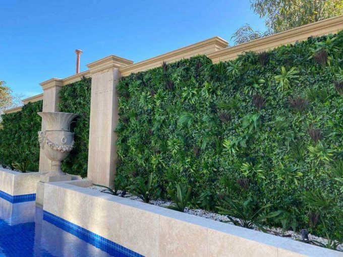 Artificial Green Wall With Brown Grasses