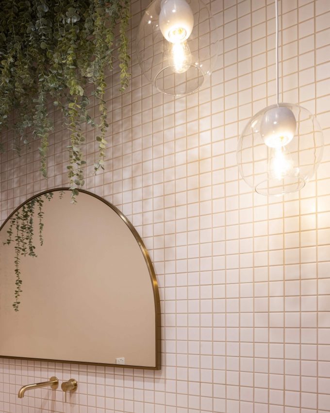 Artificial hanging plants for a bathroom