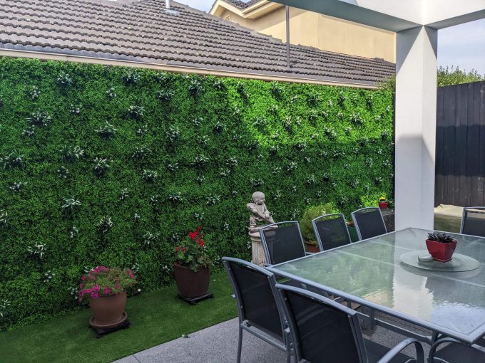 Artificial Boxwood Hedge Panels Installed Melbourne with Stems