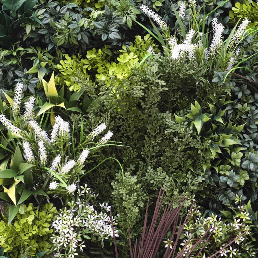 Premium realistic green wall panel with mixed foliage