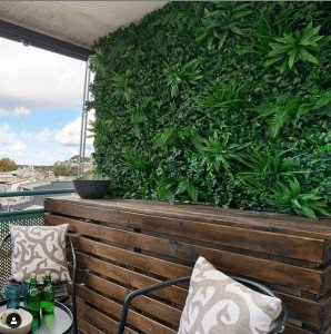 green tropics fake hedge panel installed onto a balcony