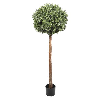 medium height artificial topiary shrub on a trunk