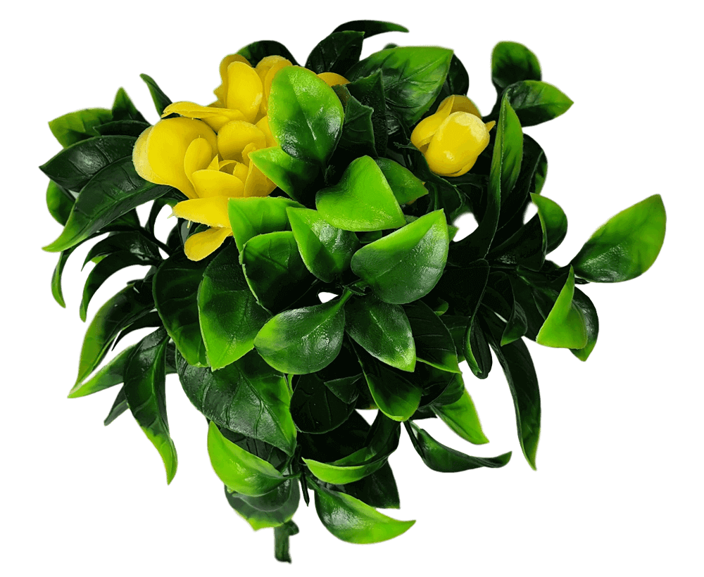 flowering yellow fake rose stem