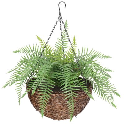 Large artificial hanging basket fern