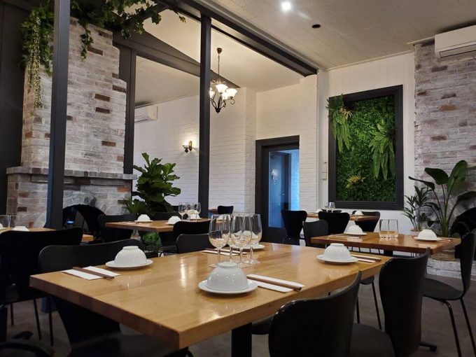 Dining Area With Artificial Plants