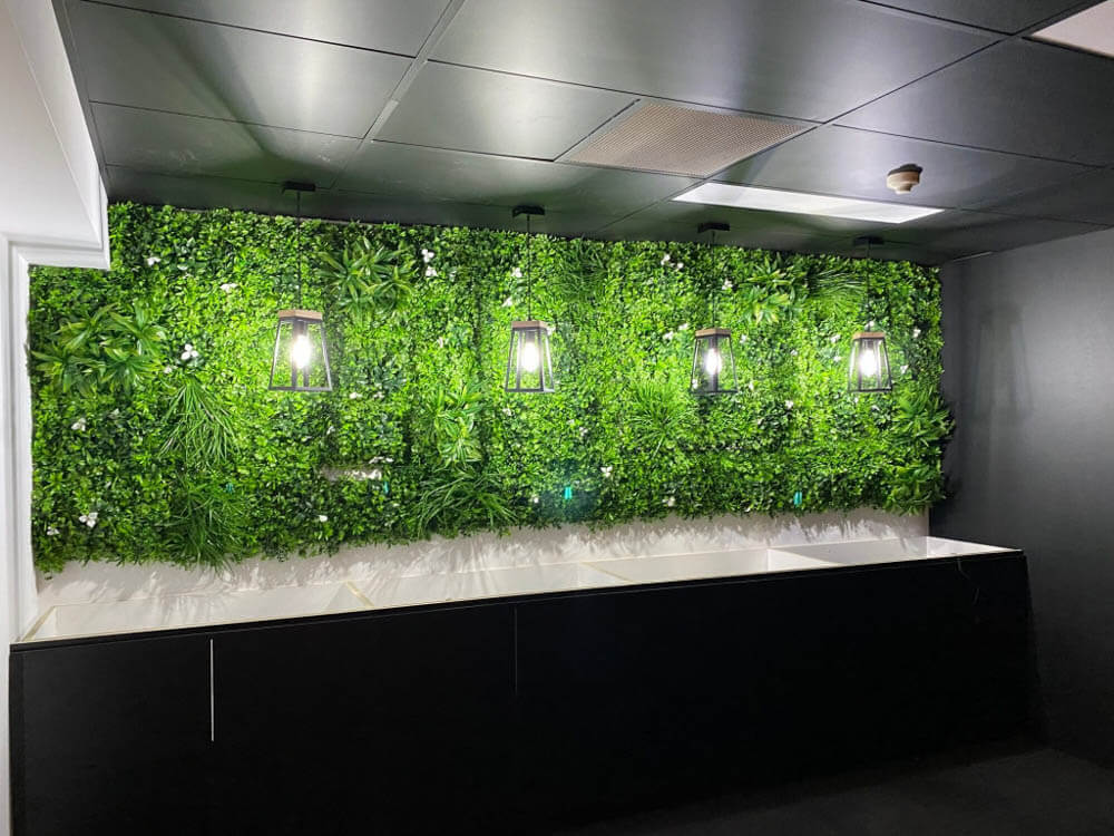 modern interior design for an office wall with green walls