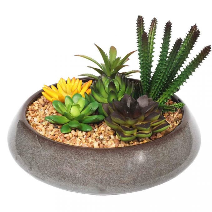 high quality artificial succulent bowl