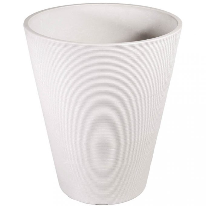 white textured plastic pot planter