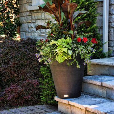 Decore Textured Round Black Planter 47cm | Designer Plants