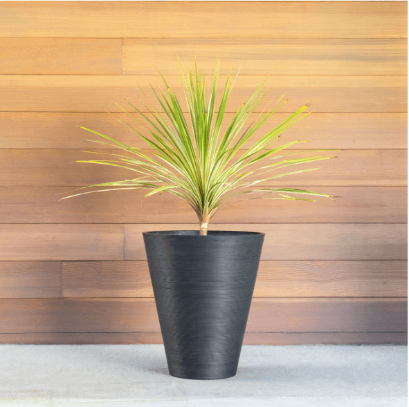 tall round planter for office with recycled materials
