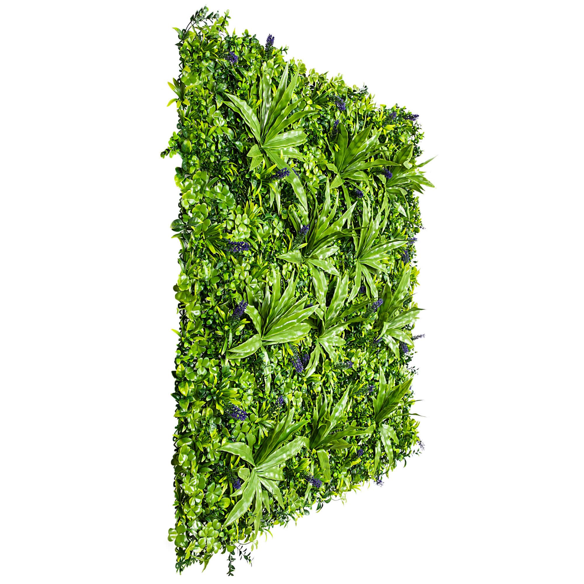 artificial green wall panel with lavender flowers