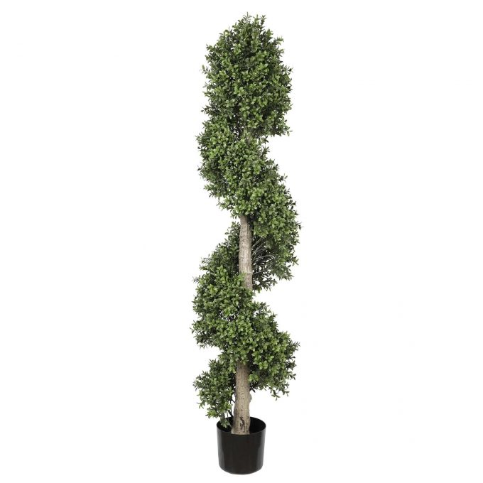 potted faux spiral topiary tree