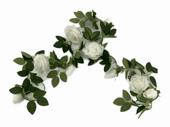 artificial white rose garland
