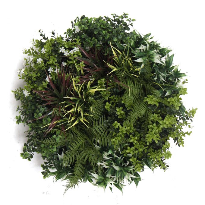 Artificial green wall disc fake plants and frame