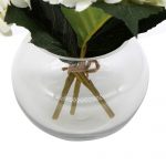 Glass Bowl Faux Hydrangea with Glass Vase (Artificial Flowering White Hydrangea)