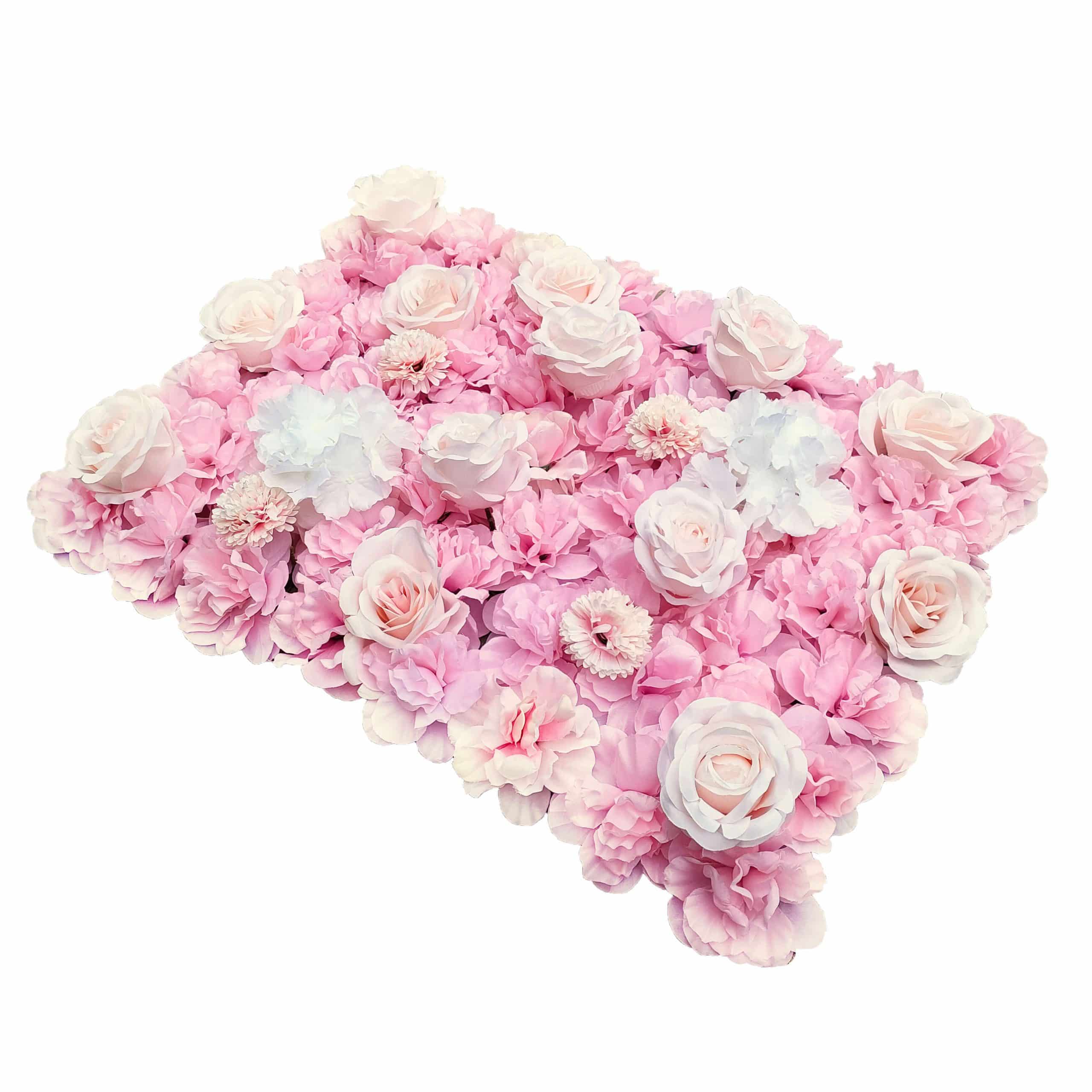 Artificial Flower Wall Pink and White Flowers Side View of Corners