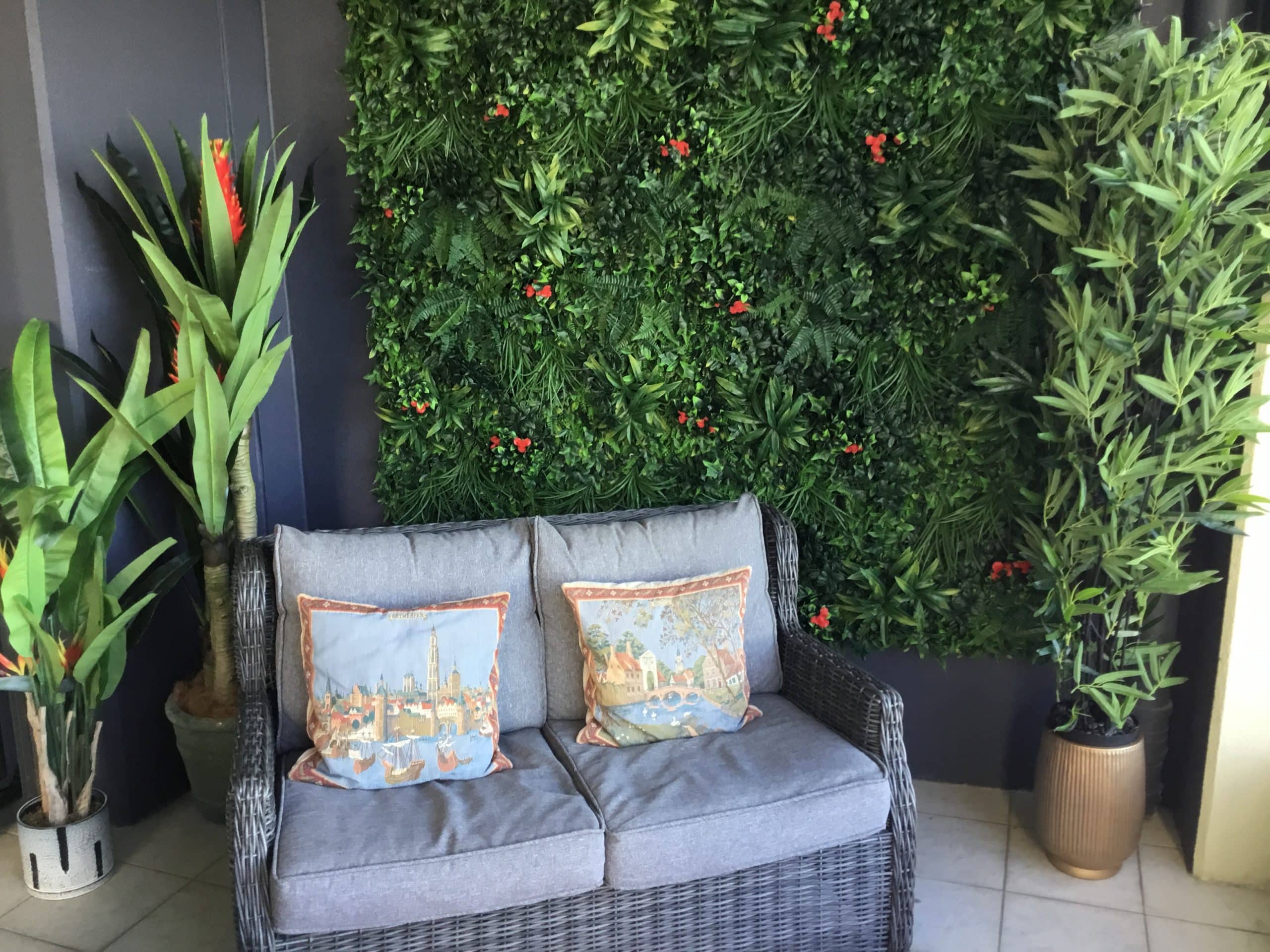Creating a lush corner with artificial wall plants