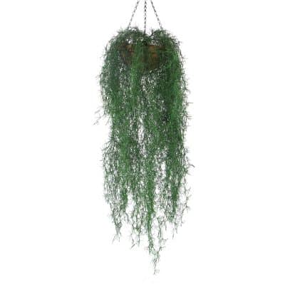 Artificial Spanish Moss Old Mans Beard Hanging Vine Basket with hanging foliage
