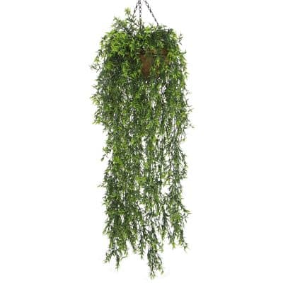 Coconut Fiber Faux Hanging Basket with Artificial Hanging Plants and Long Vines