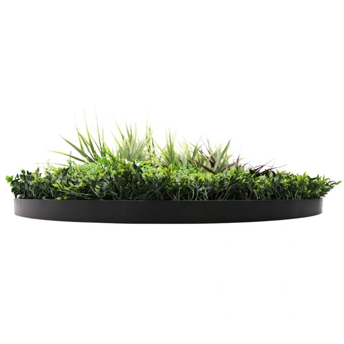UV Resistant Slimline Artificial Green Wall Disc Black 100cm Grassy Ferns Field Wall Art Disc View