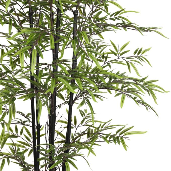 Faux Indoor Potted Black Bamboo Tree Dense Leaves