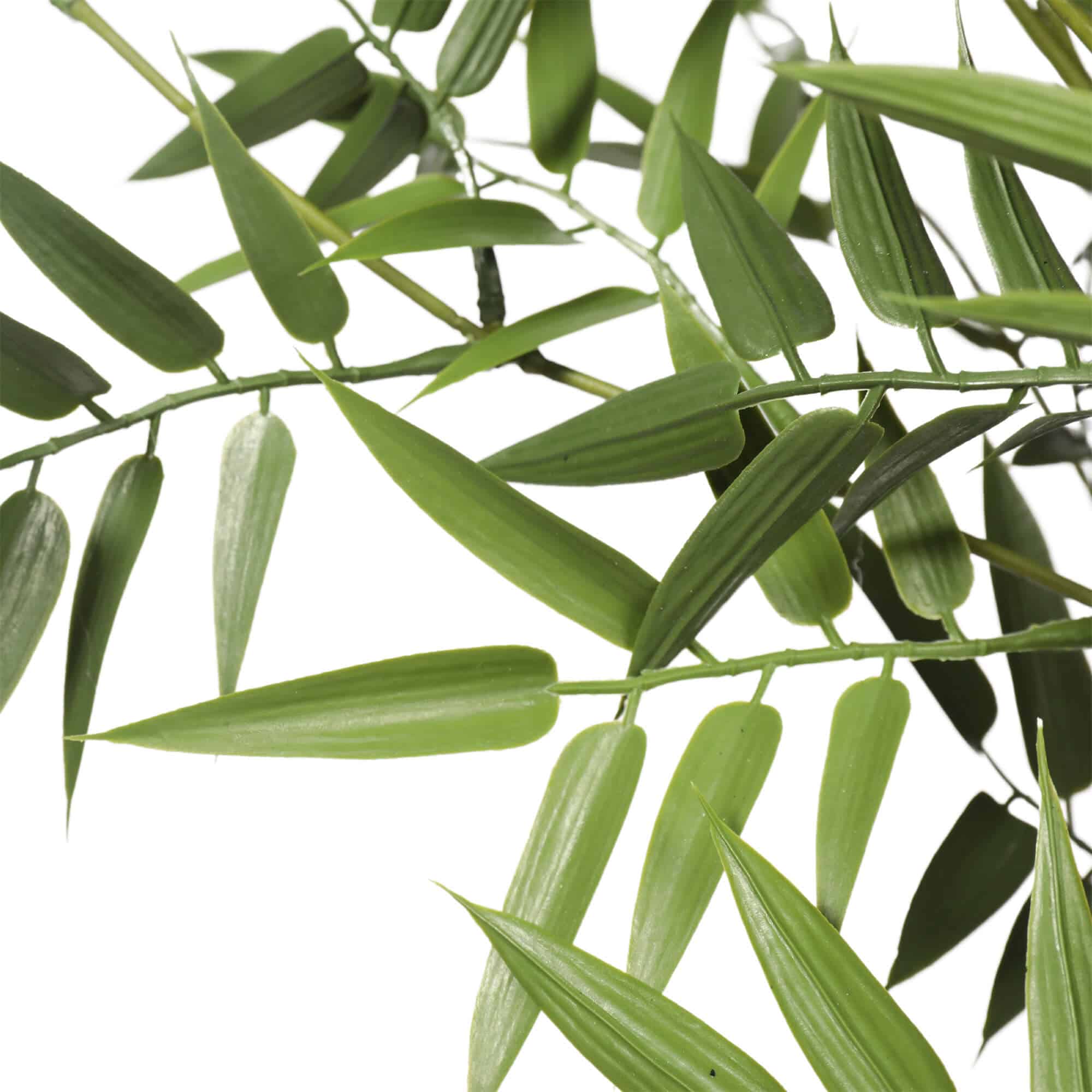Premium Artificial Bamboo Plant with Black Trunk and Outdoor Leaves Close Up