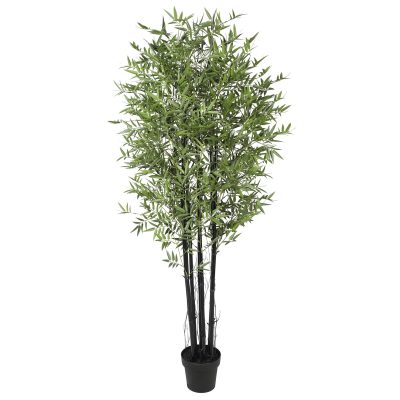 Premium Artificial Bamboo Plant with Black Trunk and Outdoor Leaves Faux Bamboo