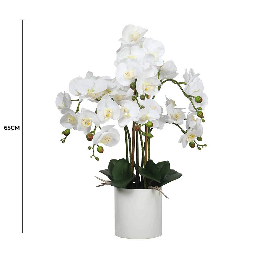 Large Multi-Stem White Potted Faux Orchid - Designer Plants